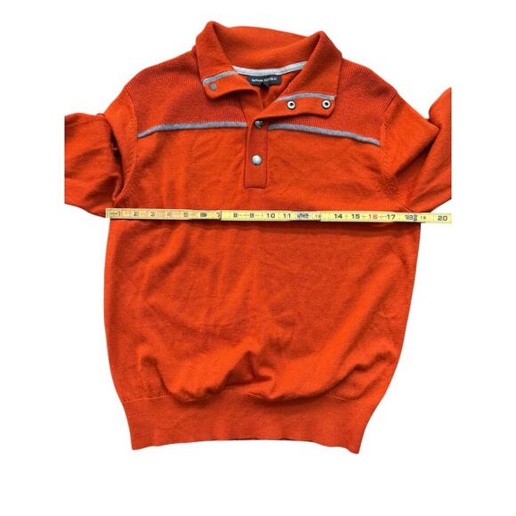 Banana Republic Men's Orange Gray Striped Merino Wool Henley Sweater Size Medium - Picture 3 of 5